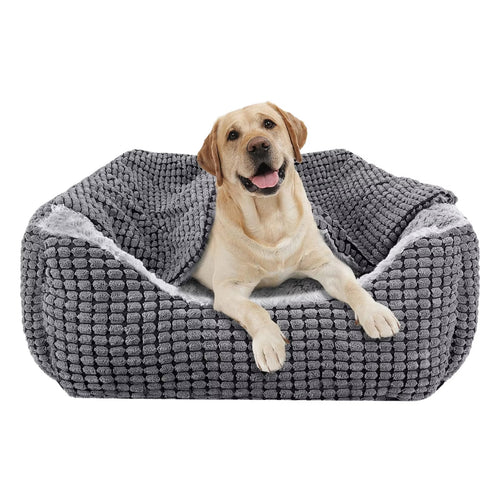 Housse adaptable pour lit/canapé pour chien (40-60 cm) – design uni, en mousse et polaire – amovible et protectrice