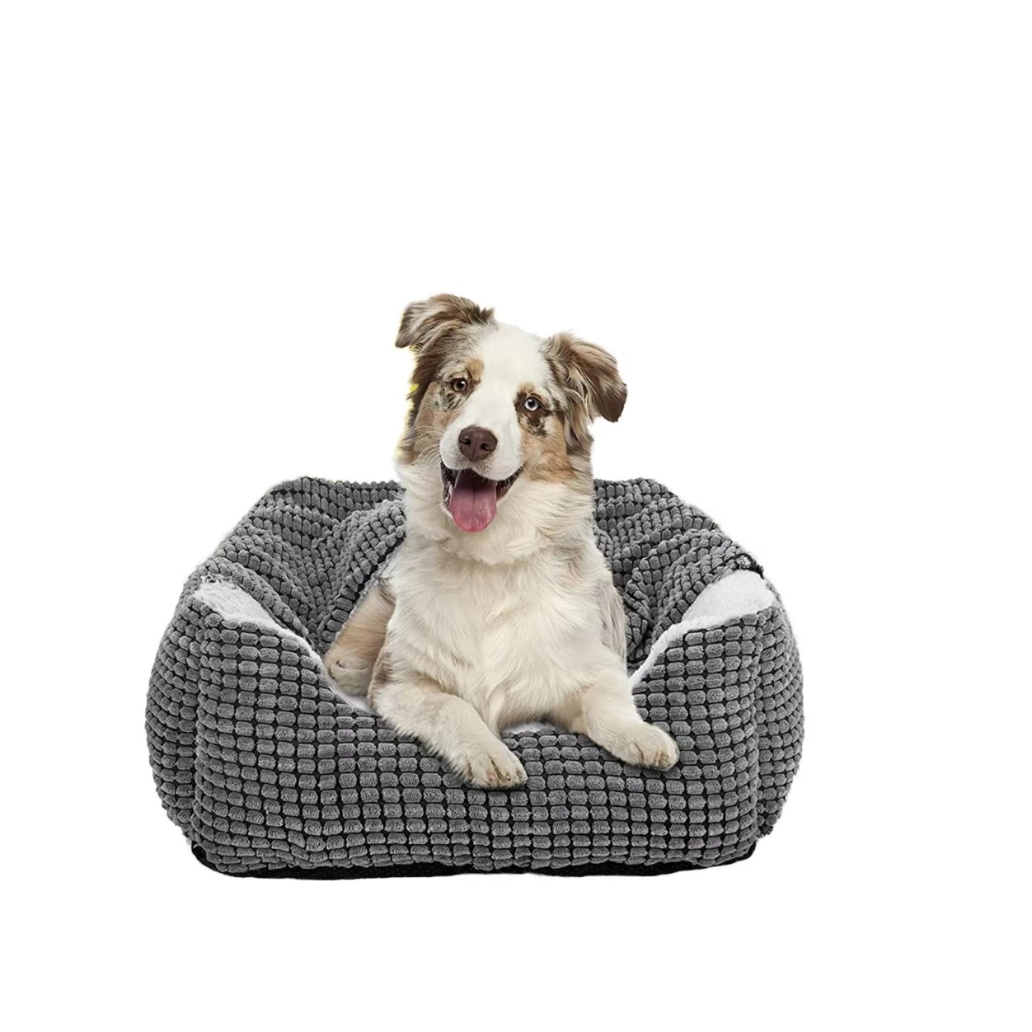 Housse adaptable pour lit/canapé pour chien (40-60 cm) – design uni, en mousse et polaire – amovible et protectrice
